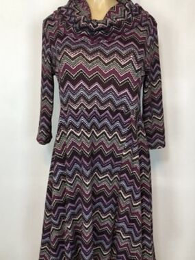 Corey P Knit Cowl Neck Dress in Plum and Gray Size XL